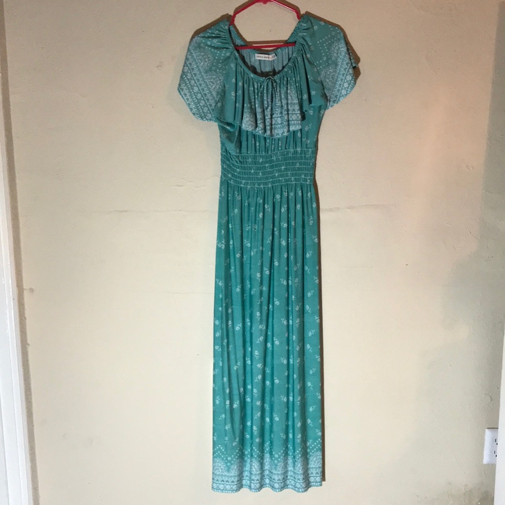 Pretty Teal Off the Shoulder Long Dress Size XL